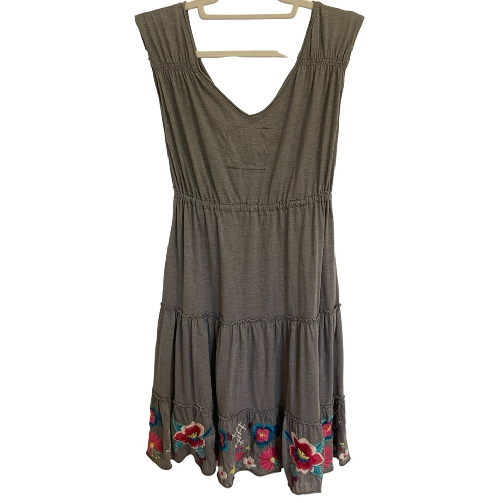 Johnny Was Gray Floral Embroidered Tiered Dress - Picture 2 of 5